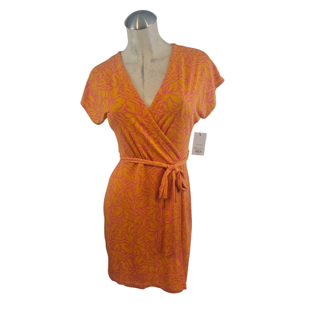 Nine West Size S Vibrant Orange and Pink Dress - Picture 3 of 7